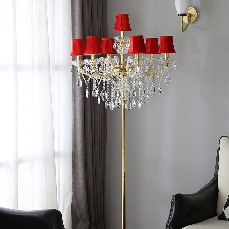 Candle Glass Fabric Metal 7-Light Floor Lamp