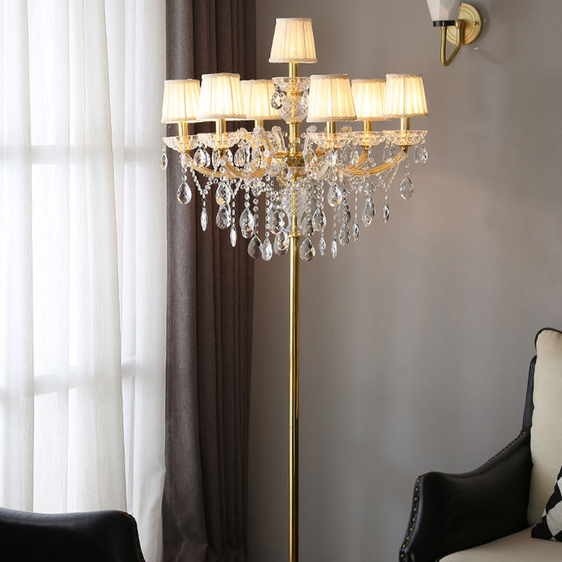 Candle Glass Fabric Metal 7-Light Floor Lamp