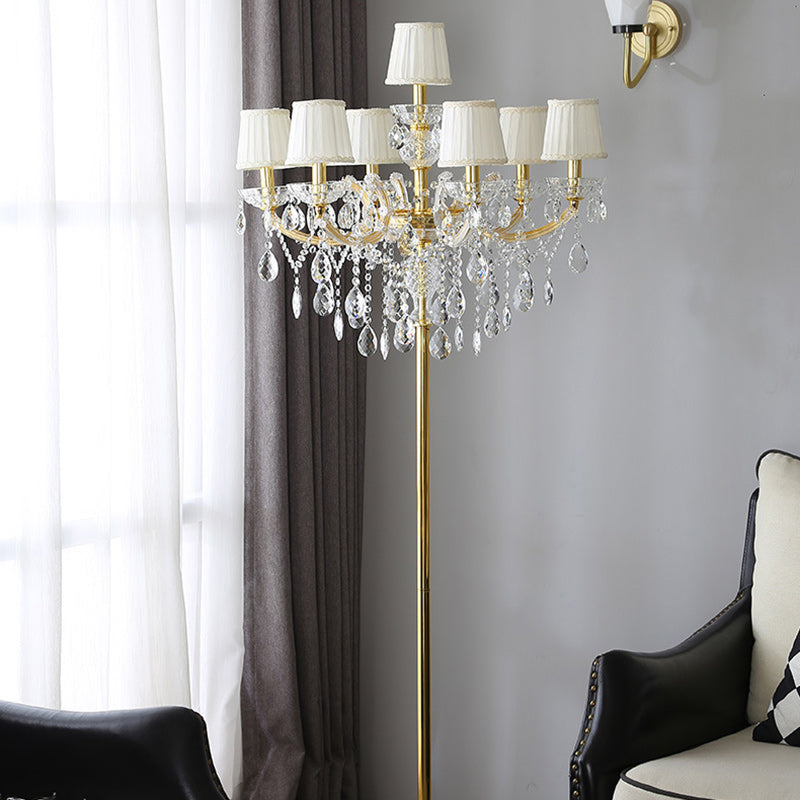 Candle Glass Fabric Metal 7-Light Floor Lamp