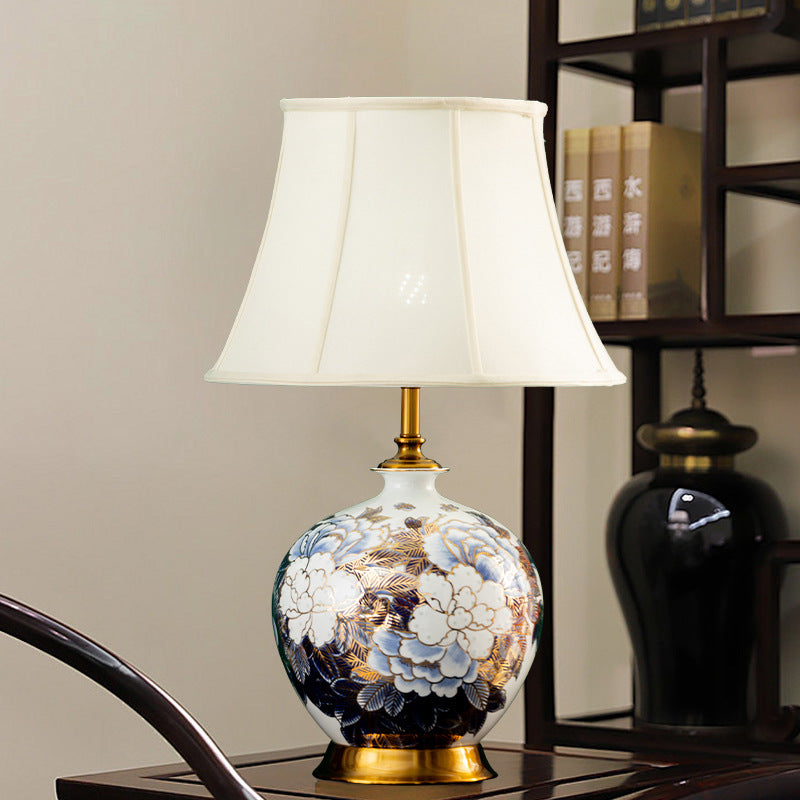 Ball Ceramic Metal Fabric Table Lamp