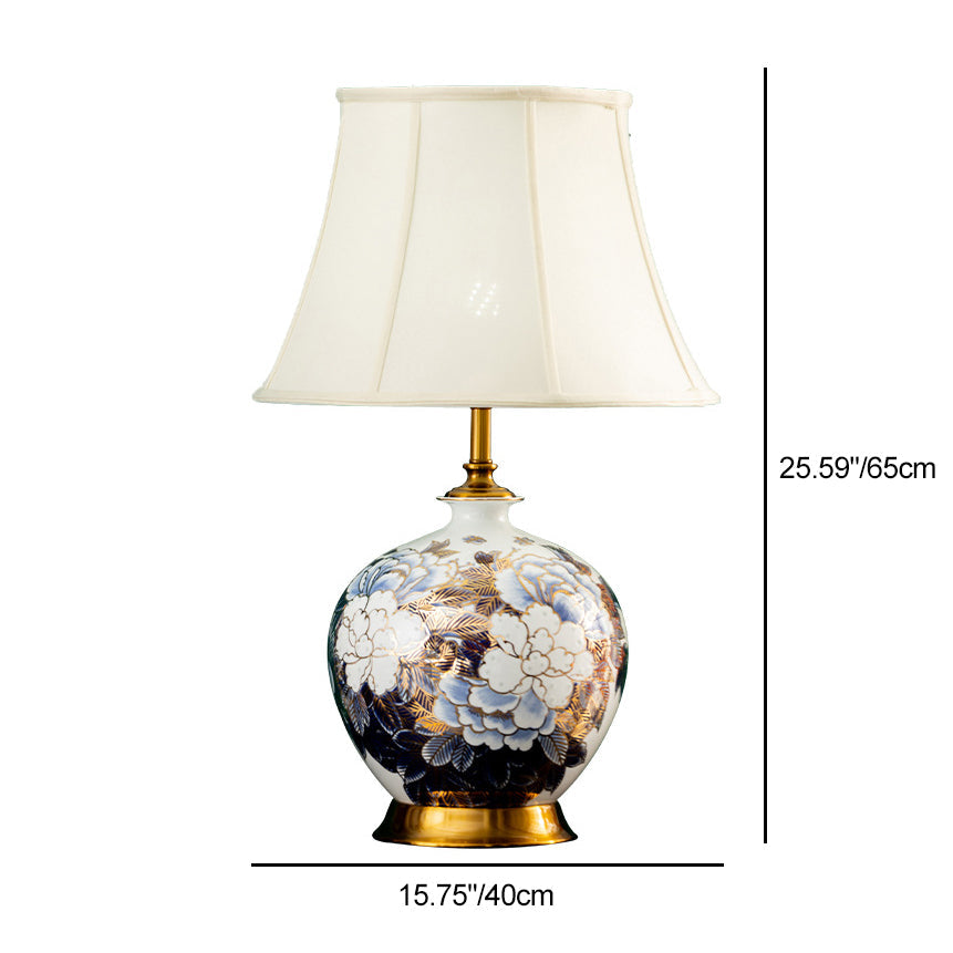 Ball Ceramic Metal Fabric Table Lamp