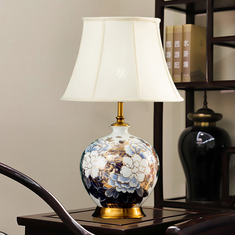 Ball Ceramic Metal Fabric Table Lamp