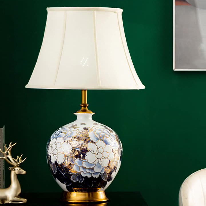 Ball Ceramic Metal Fabric Table Lamp