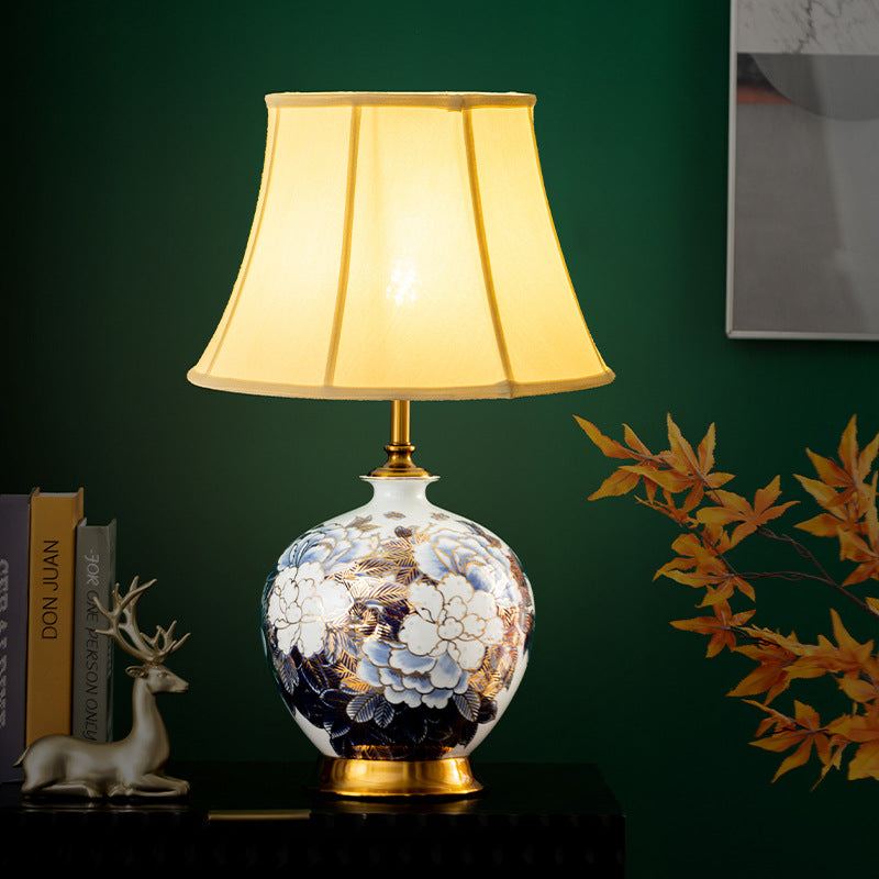 Ball Ceramic Metal Fabric Table Lamp