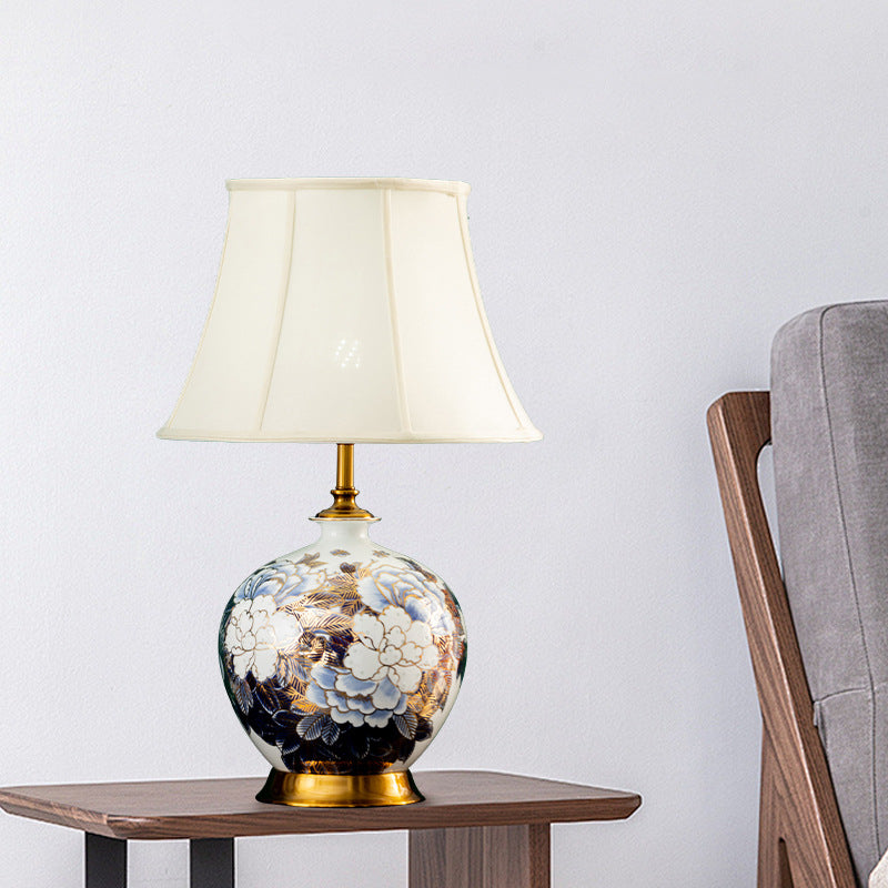 Ball Ceramic Metal Fabric Table Lamp