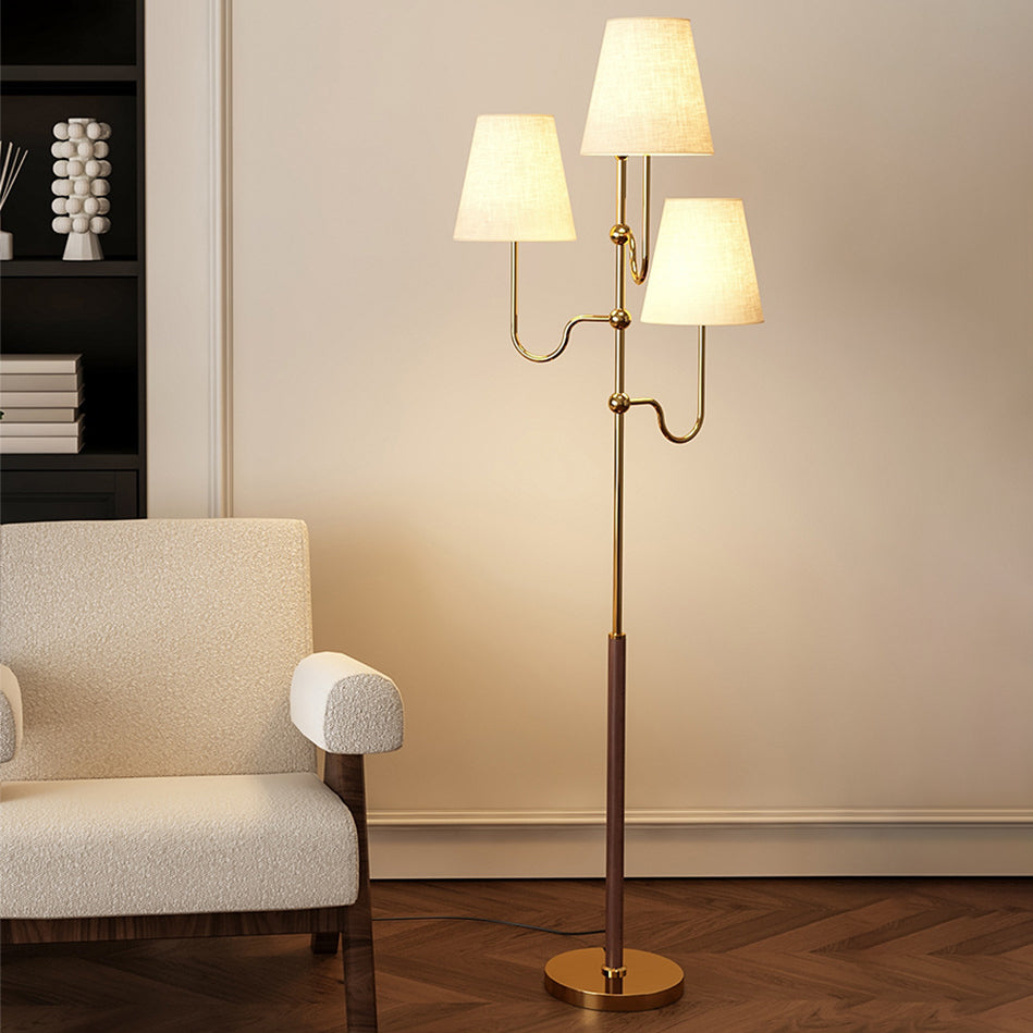 Traditional French Cone Iron 3-Light Floor Lamp