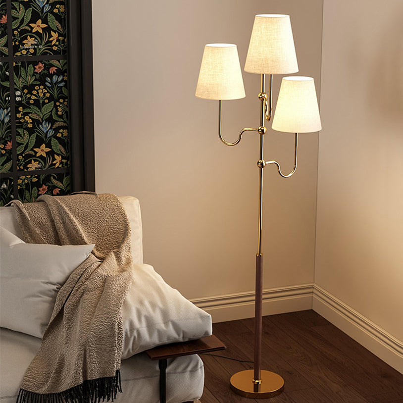 Traditional French Cone Iron 3-Light Floor Lamp