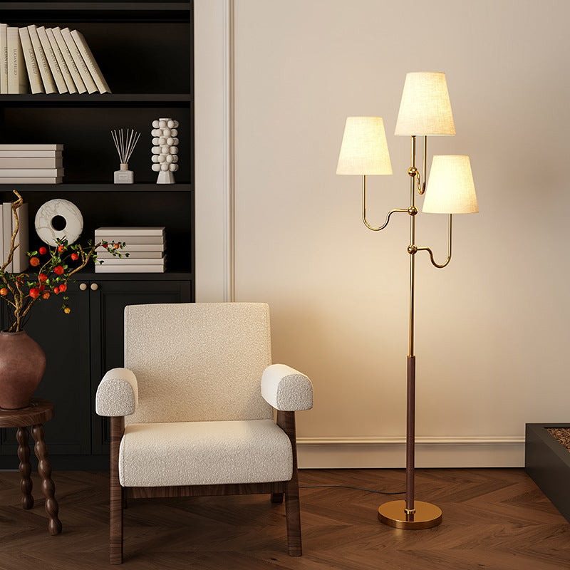 Traditional French Cone Iron 3-Light Floor Lamp