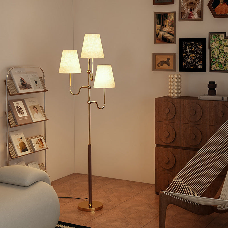 Traditional French Cone Iron 3-Light Floor Lamp