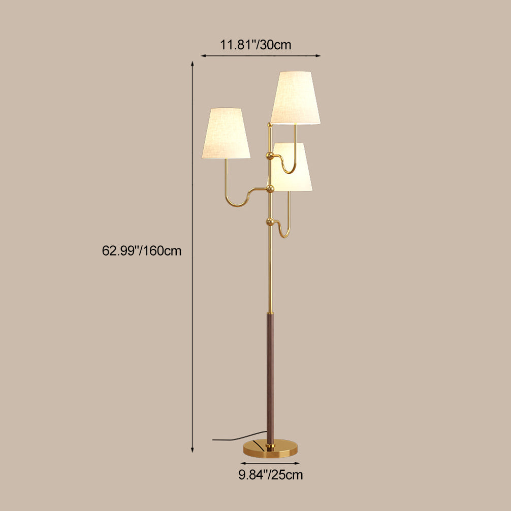 Traditional French Cone Iron 3-Light Floor Lamp