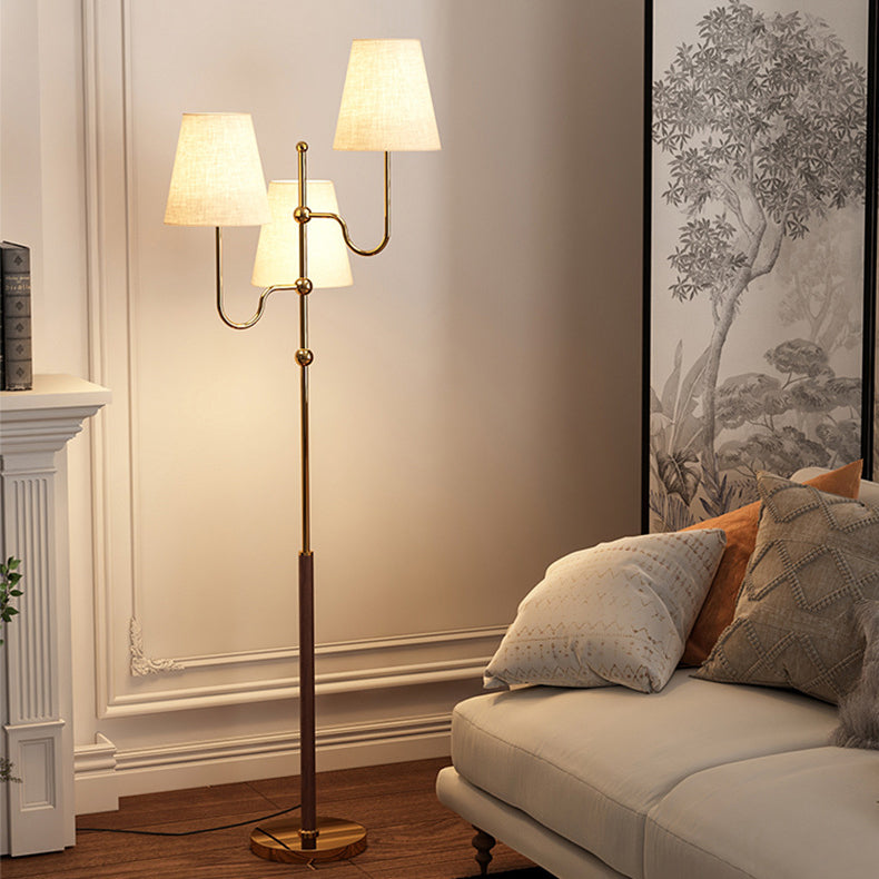 Traditional French Cone Iron 3-Light Floor Lamp