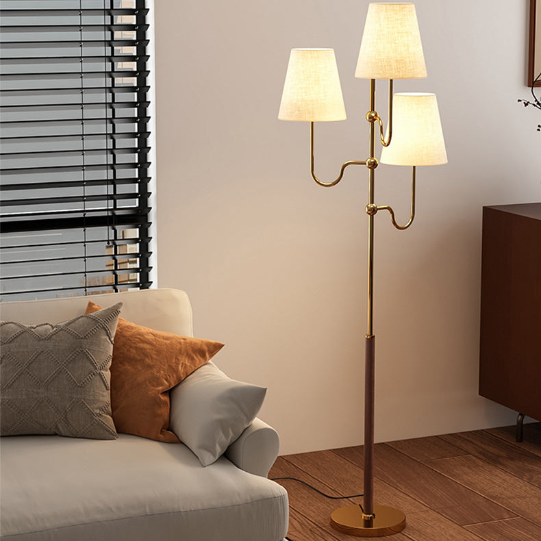 Traditional French Cone Iron 3-Light Floor Lamp