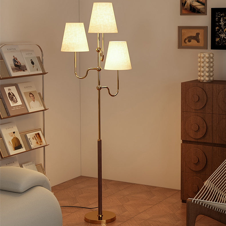 Traditional French Cone Iron 3-Light Floor Lamp