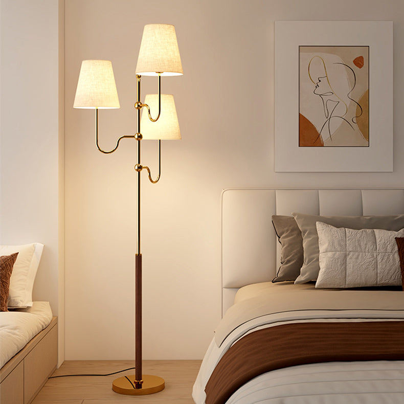 Traditional French Cone Iron 3-Light Floor Lamp