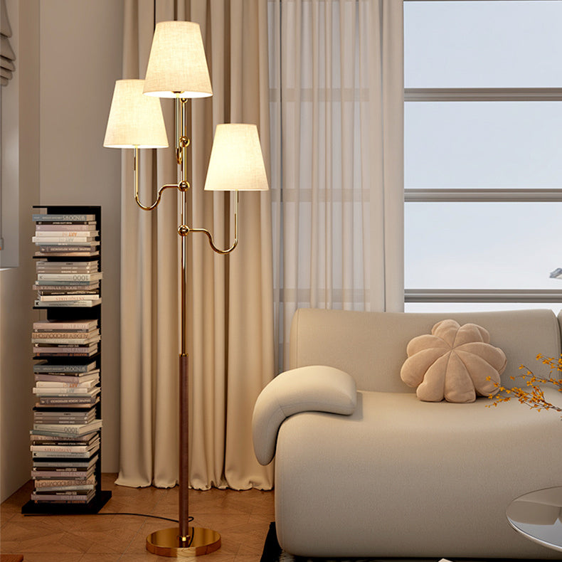 Traditional French Cone Iron 3-Light Floor Lamp