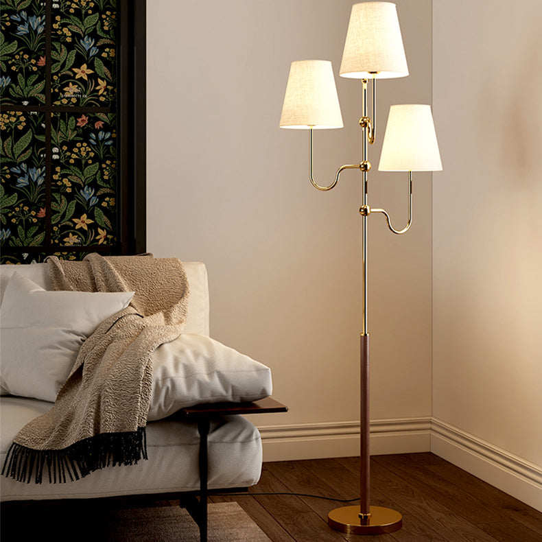 Traditional French Cone Iron 3-Light Floor Lamp
