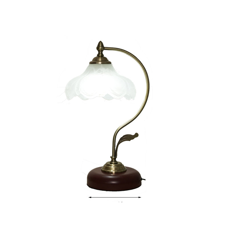 Flower Iron Glass Bedroom Table Lamp