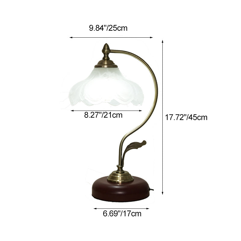 Flower Iron Glass Bedroom Table Lamp