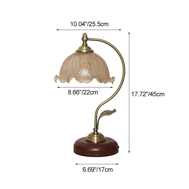 Flower Iron Glass Bedroom Table Lamp