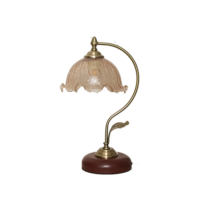 Flower Iron Glass Bedroom Table Lamp