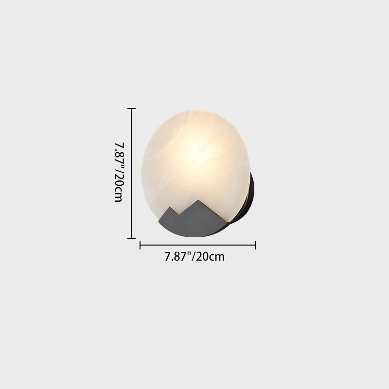 Round Copper Marble Bedroom Wall Lamp