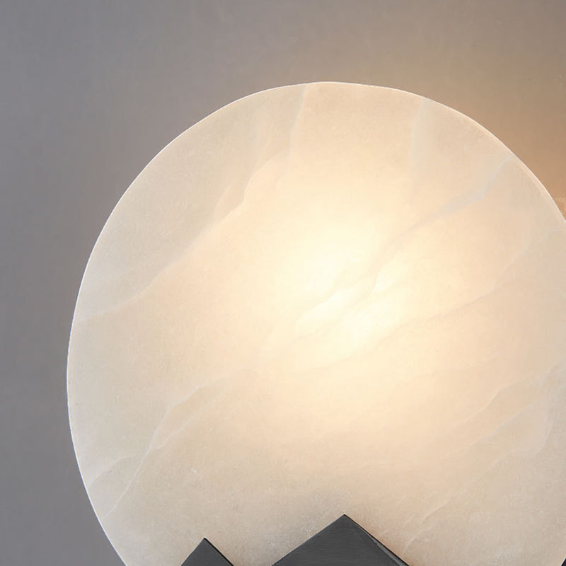 Round Copper Marble Bedroom Wall Lamp