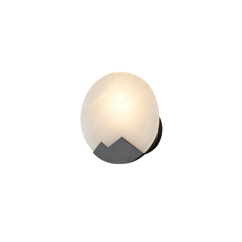 Round Copper Marble Bedroom Wall Lamp