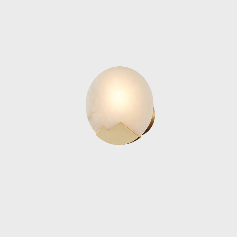Round Copper Marble Bedroom Wall Lamp