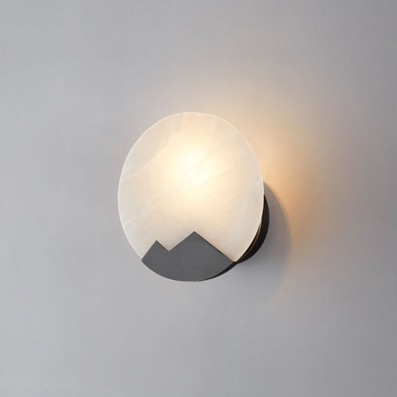 Round Copper Marble Bedroom Wall Lamp