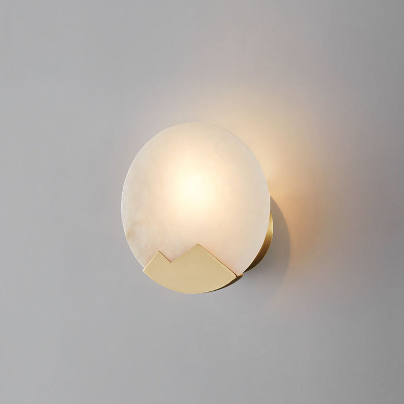 Round Copper Marble Bedroom Wall Lamp