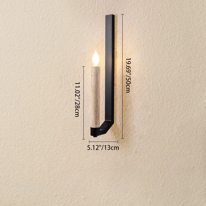 Candle Yellow Travertine Iron Wall Lamp
