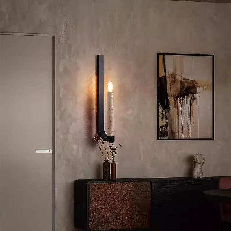 Candle Yellow Travertine Iron Wall Lamp