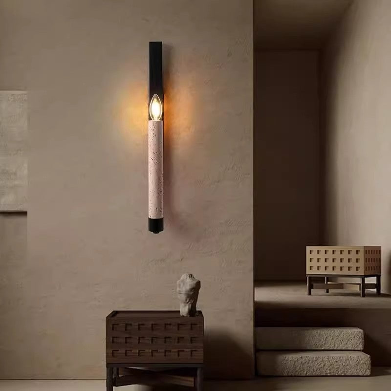 Candle Yellow Travertine Iron Wall Lamp