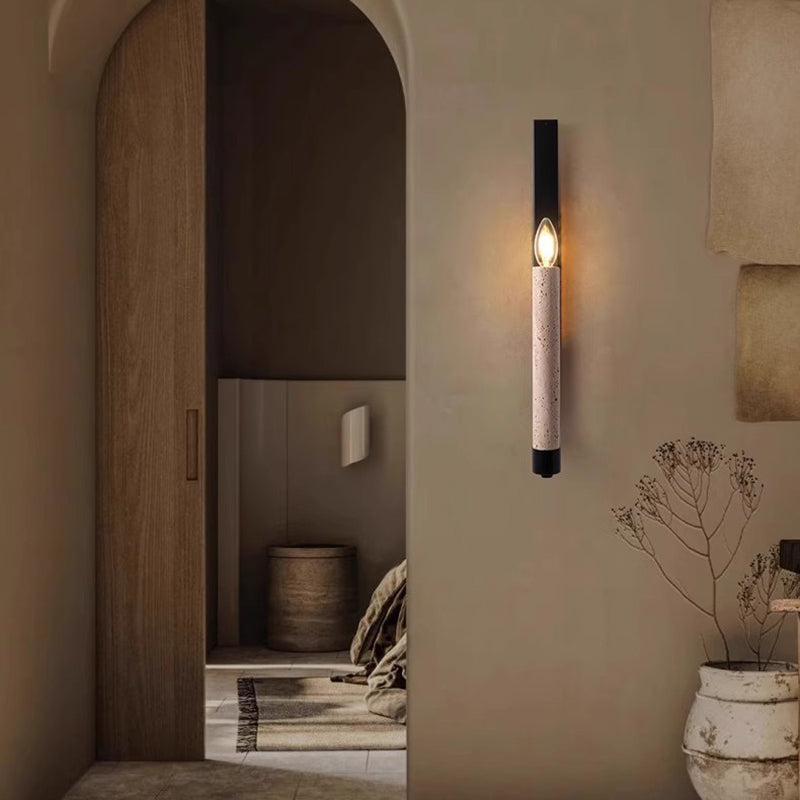 Candle Yellow Travertine Iron Wall Lamp