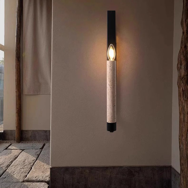 Candle Yellow Travertine Iron Wall Lamp
