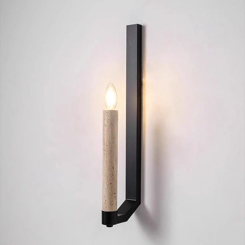 Candle Yellow Travertine Iron Wall Lamp