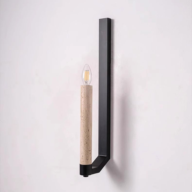 Candle Yellow Travertine Iron Wall Lamp