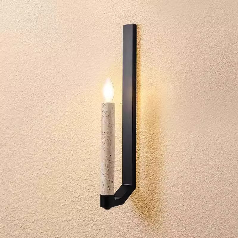 Candle Yellow Travertine Iron Wall Lamp