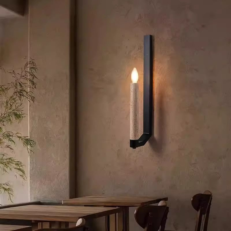 Candle Yellow Travertine Iron Wall Lamp