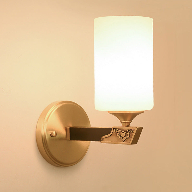 Cylinder Copper Glass Bedroom Wall Lamp