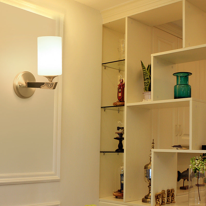 Cylinder Copper Glass Bedroom Wall Lamp