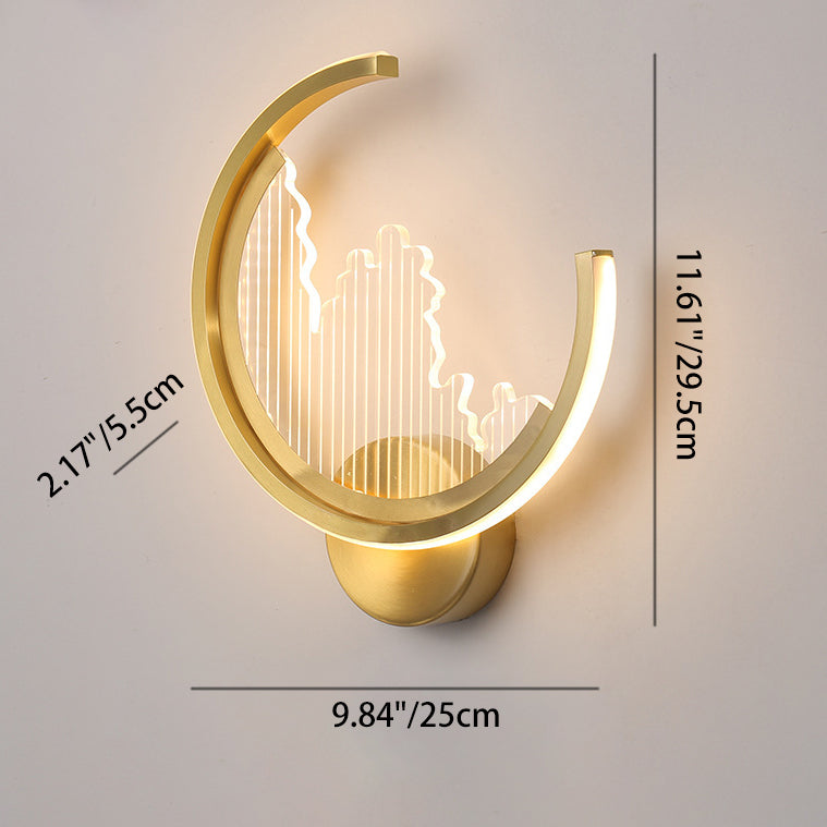 Circle Copper Acrylic Bedroom Wall Lamp