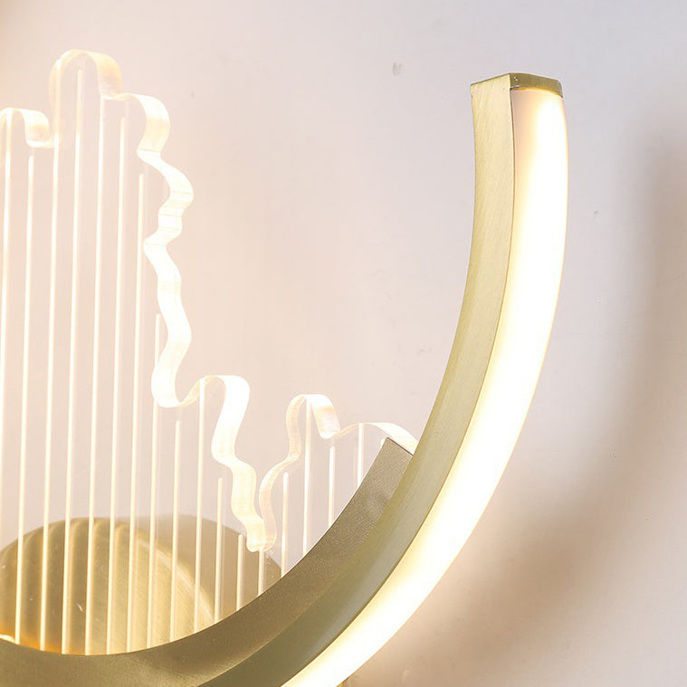 Circle Copper Acrylic Bedroom Wall Lamp