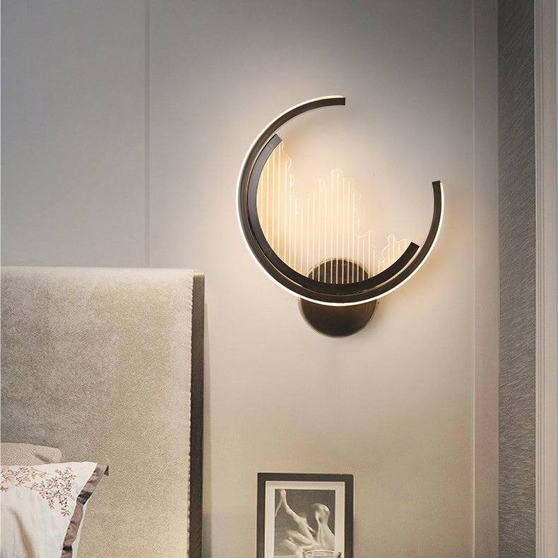 Circle Copper Acrylic Bedroom Wall Lamp