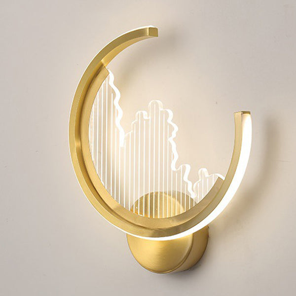 Circle Copper Acrylic Bedroom Wall Lamp