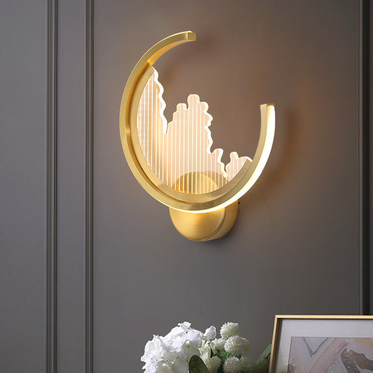 Circle Copper Acrylic Bedroom Wall Lamp
