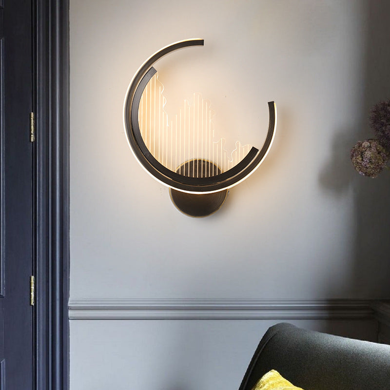 Circle Copper Acrylic Bedroom Wall Lamp