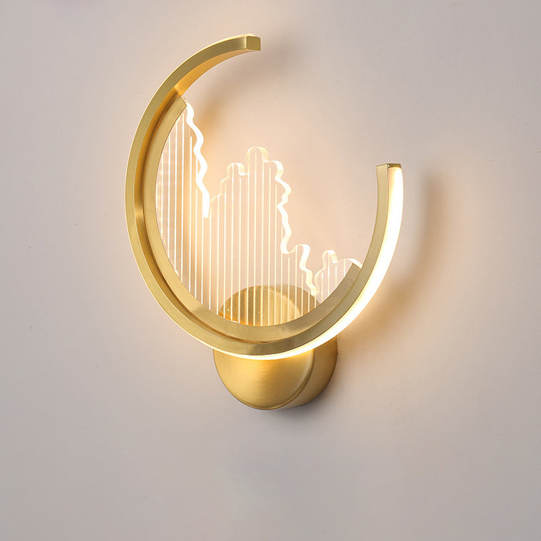 Circle Copper Acrylic Bedroom Wall Lamp