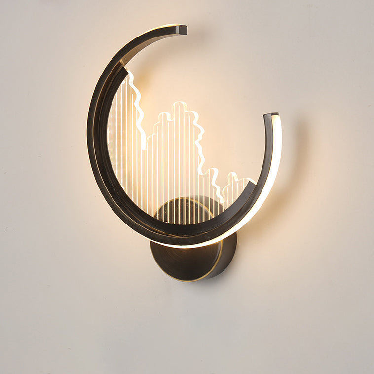 Circle Copper Acrylic Bedroom Wall Lamp