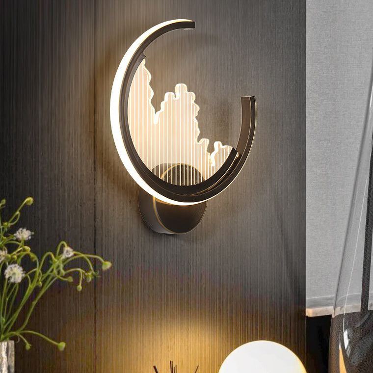 Circle Copper Acrylic Bedroom Wall Lamp